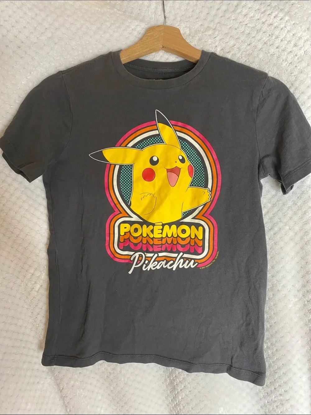 Old Navy Charcoal Gray Tee with Yellow Pikachu Graphic